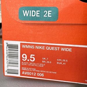 NEW - Nike Quest Women's Sz 9.5W Metallic Gold AV8012-006 Black Gray Gold wide2e